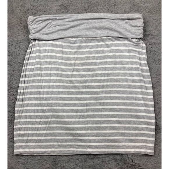 Gap fold over waist white and grey striped skirt - Picture 1 of 3